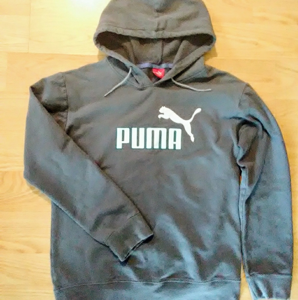 2/$25 Puma grey, white, & aqua hoodie size M